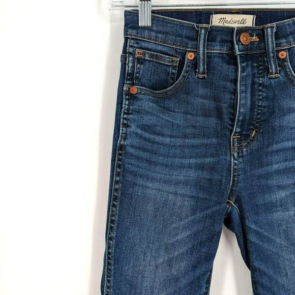 Madewell 10" High Rise Skinny Jeans 23 Medium Blue Wash Denim Cotton Classic Zip - Picture 4 of 13